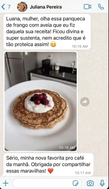 Print de feedback de receita enviado no material original